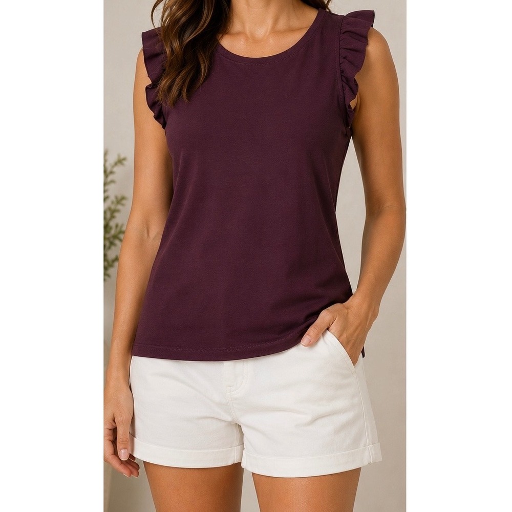 NWT Tuckernuck Sport Womens Ruffle Lea Tank Athleisure Tennis Golf Winetasting